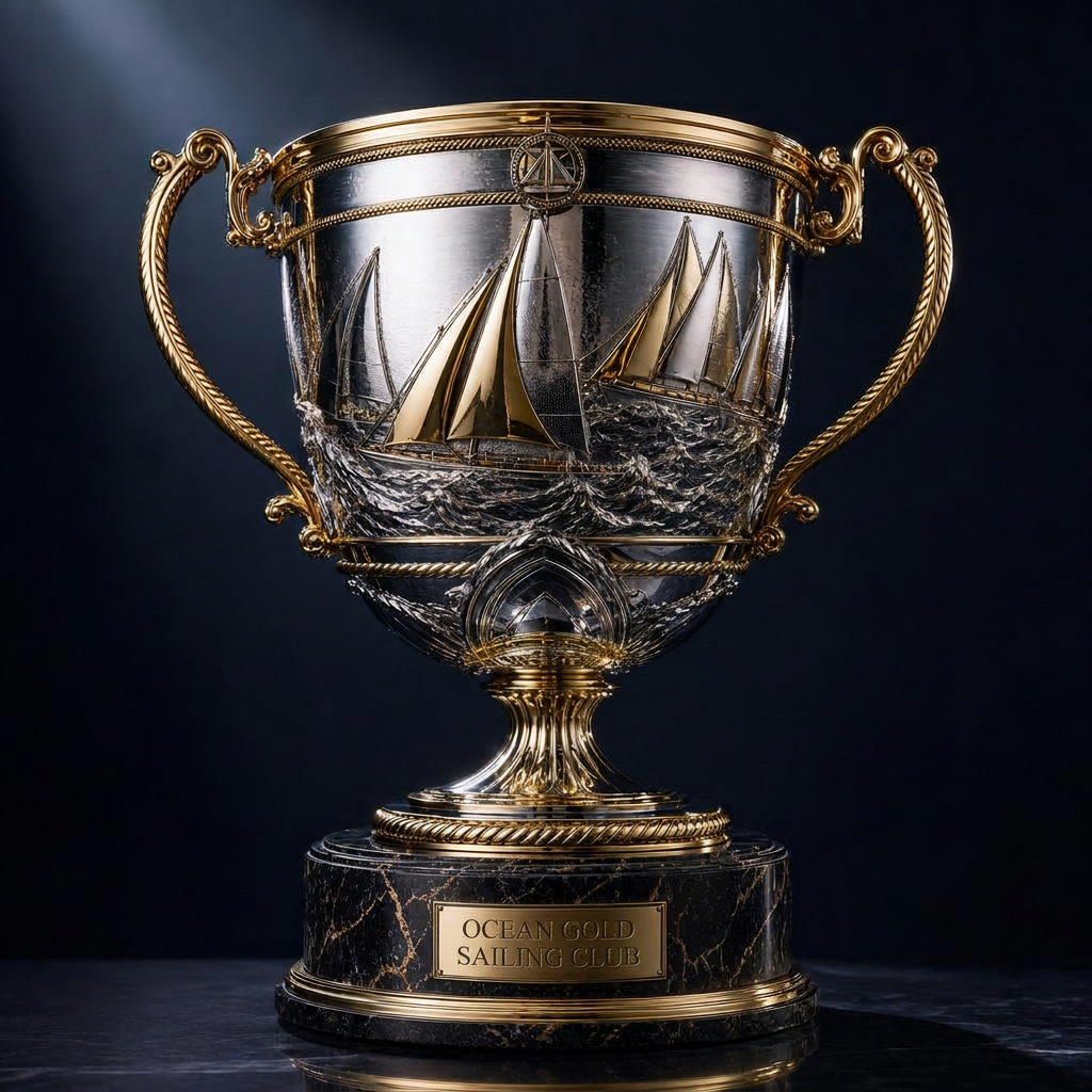 The Ocean Gold Super Cup — a representative rendering of the sailing trophy