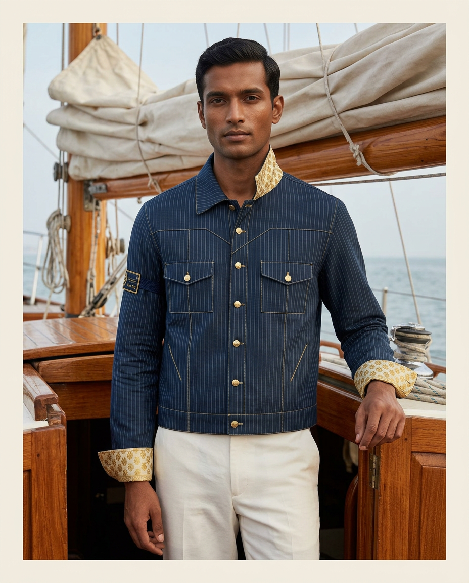 Season II Mashru Deck Jacket concept advertisement worn at sea