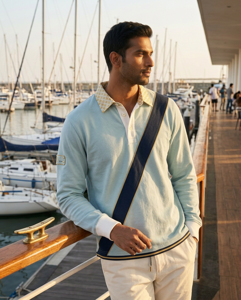 Season II Sash Rugby concept advertisement worn at a yacht club